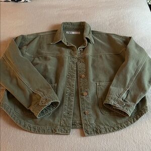 Zara Sage Green Button-Up Jacket